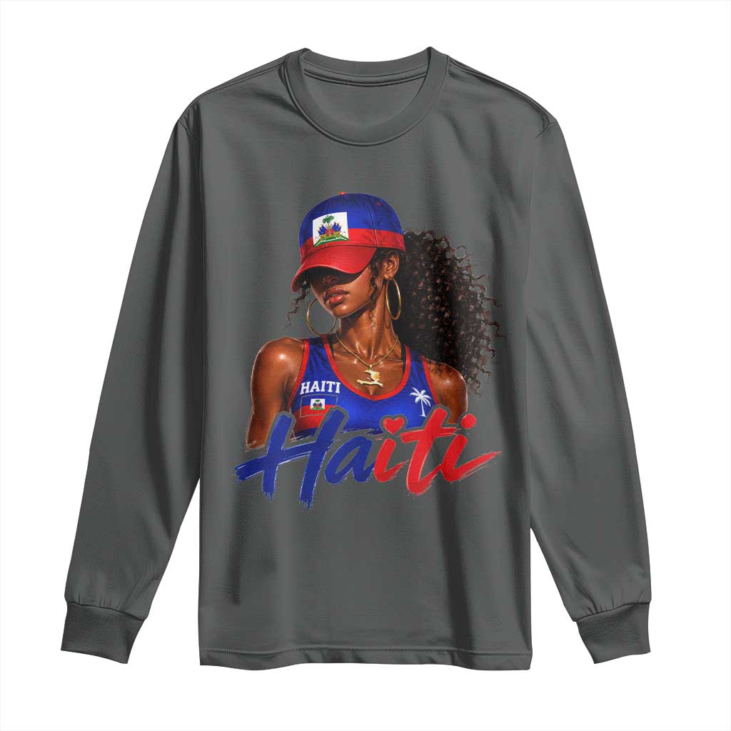 Haitian Girl Long Sleeve Shirt Melanin Black Girls Haiti Flag Proud Haitienne