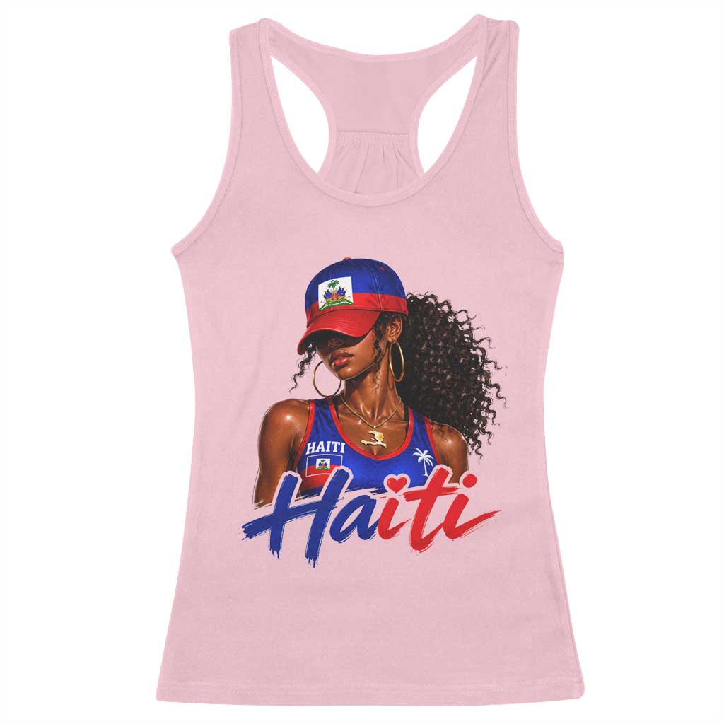 Haitian Girl Racerback Tank Top Melanin Black Girls Haiti Flag Proud Haitienne