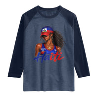 Haitian Girl Raglan Shirt Melanin Black Girls Haiti Flag Proud Haitienne