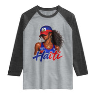 Haitian Girl Raglan Shirt Melanin Black Girls Haiti Flag Proud Haitienne
