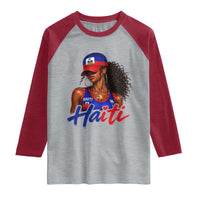 Haitian Girl Raglan Shirt Melanin Black Girls Haiti Flag Proud Haitienne