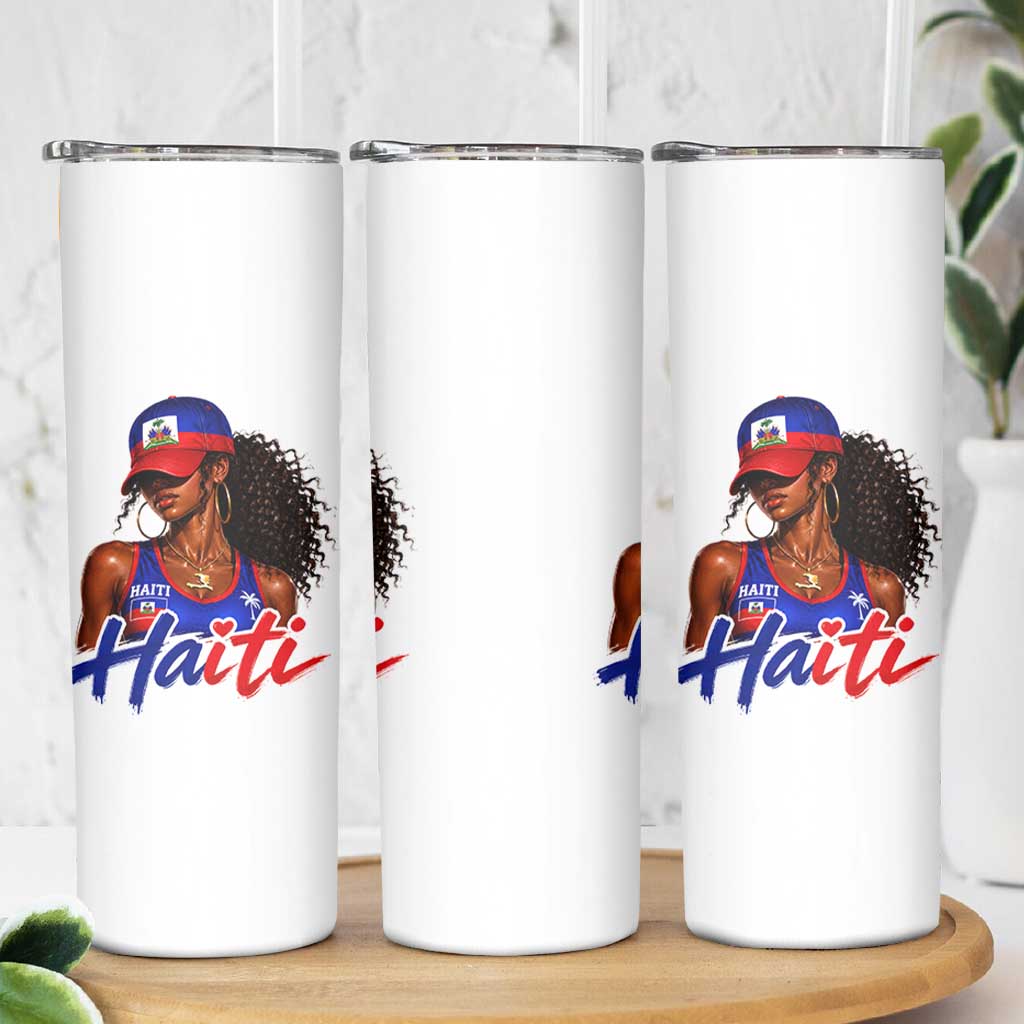 Haitian Girl Skinny Tumbler Melanin Black Girls Haiti Flag Proud Haitienne