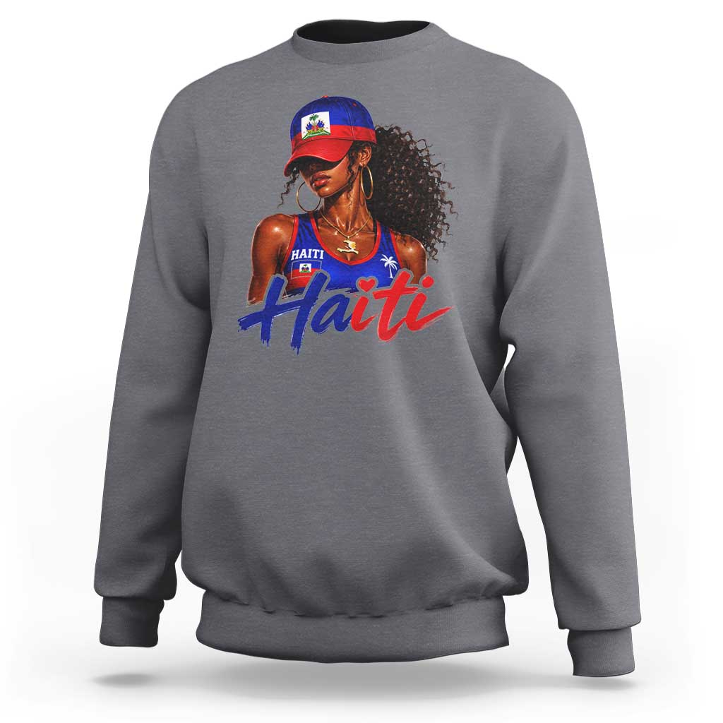 Haitian Girl Sweatshirt Melanin Black Girls Haiti Flag Proud Haitienne