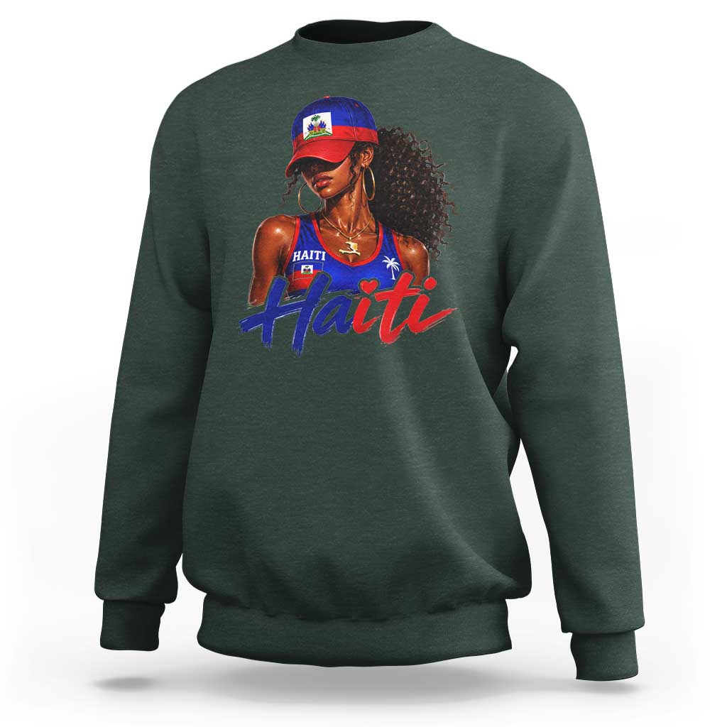 Haitian Girl Sweatshirt Melanin Black Girls Haiti Flag Proud Haitienne