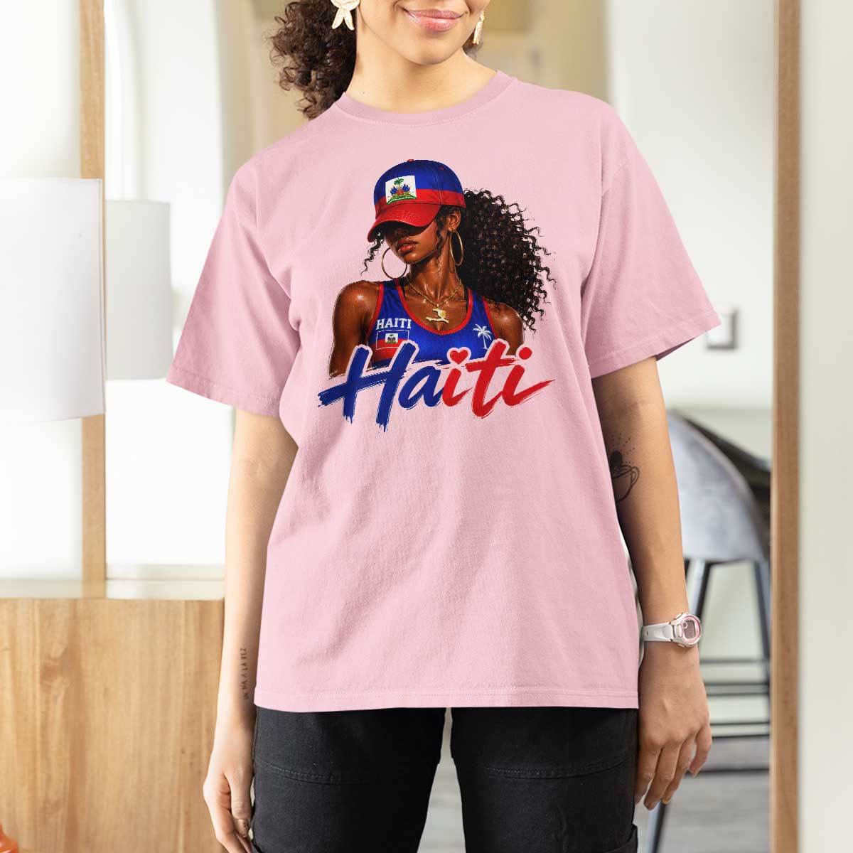 Haitian Girl T Shirt For Women Melanin Black Girls Haiti Flag Proud Haitienne