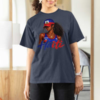 Haitian Girl T Shirt For Women Melanin Black Girls Haiti Flag Proud Haitienne