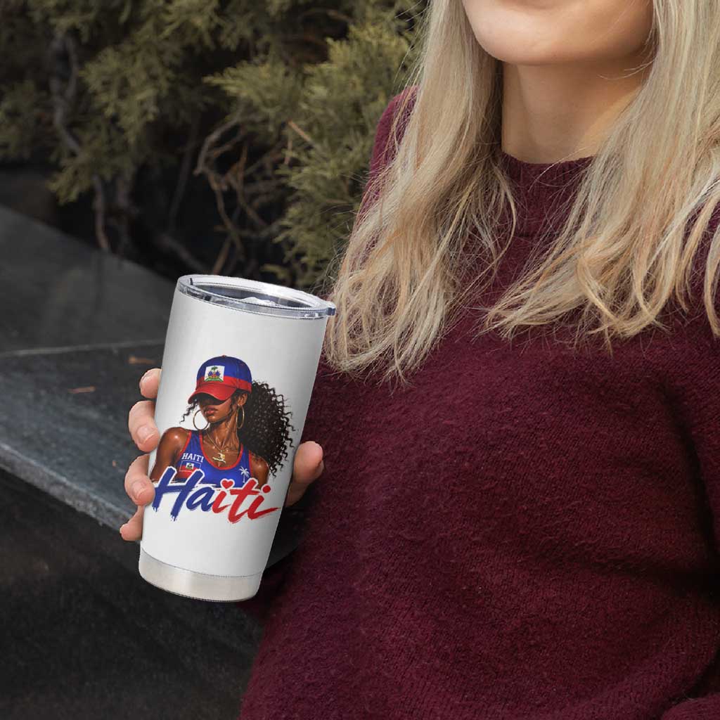 Haitian Girl Tumbler Cup Melanin Black Girls Haiti Flag Proud Haitienne
