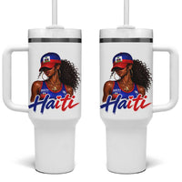 Haitian Girl Tumbler With Handle Melanin Black Girls Haiti Flag Proud Haitienne