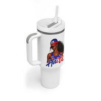 Haitian Girl Tumbler With Handle Melanin Black Girls Haiti Flag Proud Haitienne