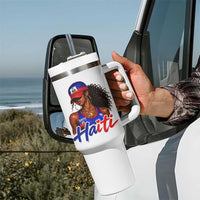 Haitian Girl Tumbler With Handle Melanin Black Girls Haiti Flag Proud Haitienne