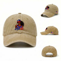 Haitian Girl Washed Cotton Baseball Cap Melanin Black Girls Haiti Flag Proud Haitienne