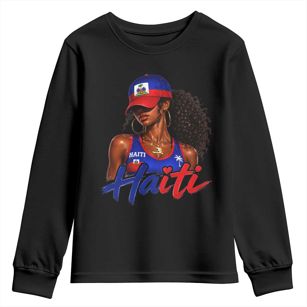 Haitian Girl Youth Sweatshirt Melanin Black Girls Haiti Flag Proud Haitienne