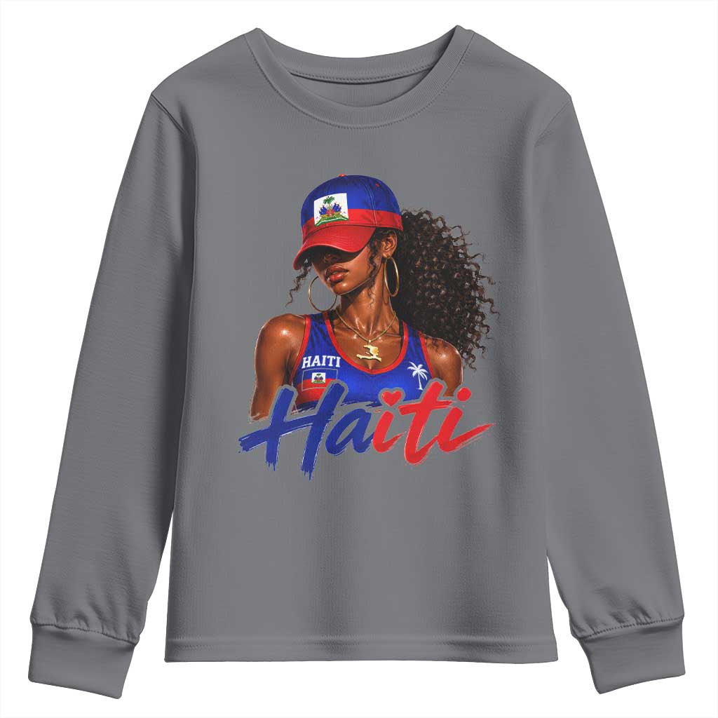 Haitian Girl Youth Sweatshirt Melanin Black Girls Haiti Flag Proud Haitienne