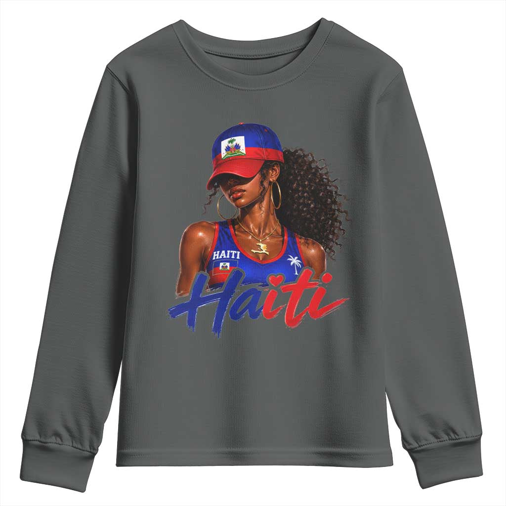 Haitian Girl Youth Sweatshirt Melanin Black Girls Haiti Flag Proud Haitienne