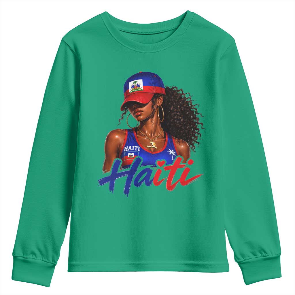 Haitian Girl Youth Sweatshirt Melanin Black Girls Haiti Flag Proud Haitienne