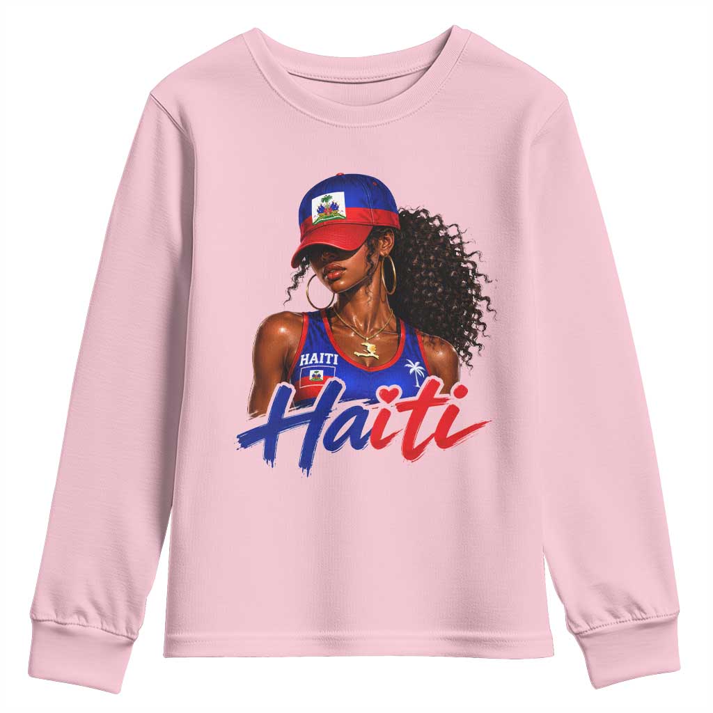 Haitian Girl Youth Sweatshirt Melanin Black Girls Haiti Flag Proud Haitienne