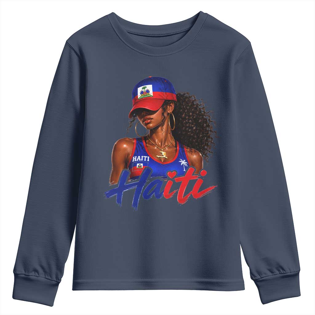 Haitian Girl Youth Sweatshirt Melanin Black Girls Haiti Flag Proud Haitienne