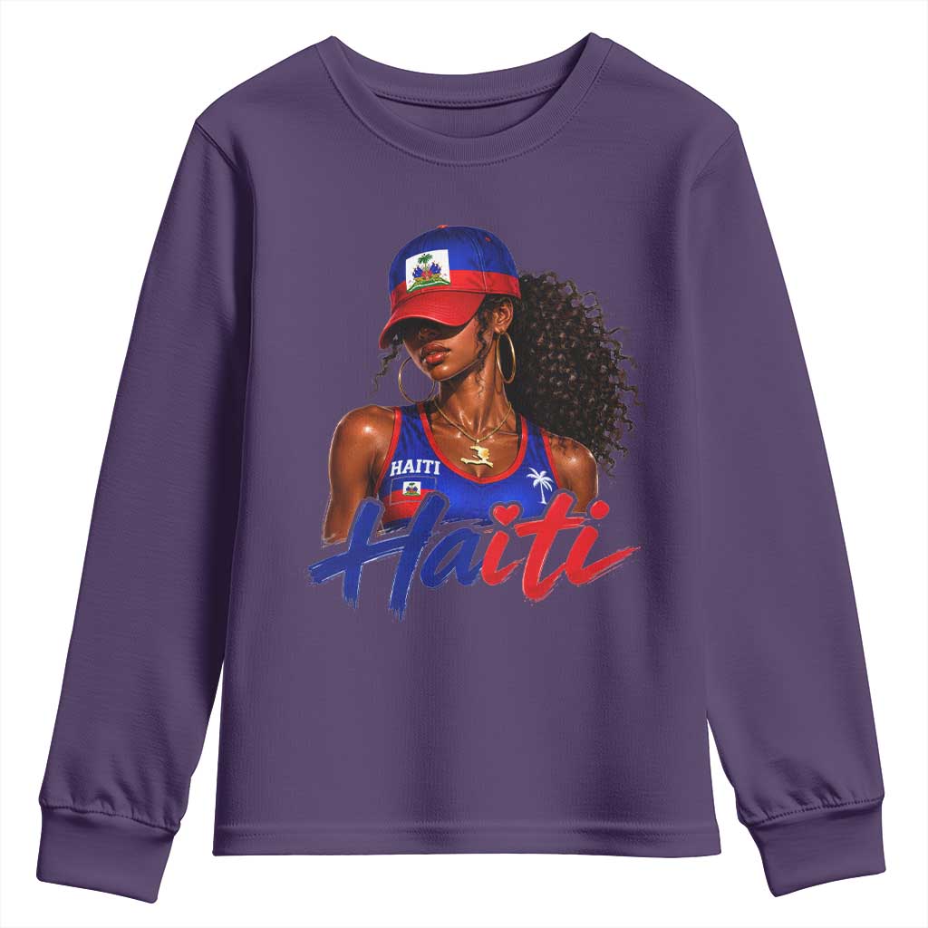 Haitian Girl Youth Sweatshirt Melanin Black Girls Haiti Flag Proud Haitienne