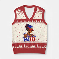 Haitian Princess V-Neck Knit Sweater Vest Haiti Flag Haitienne Melanin Black Girls