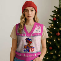 Haitian Princess V-Neck Knit Sweater Vest Haiti Flag Haitienne Melanin Black Girls