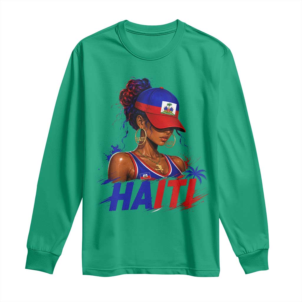 Haitian Princess Long Sleeve Shirt Haiti Flag Haitienne Melanin Black Girls