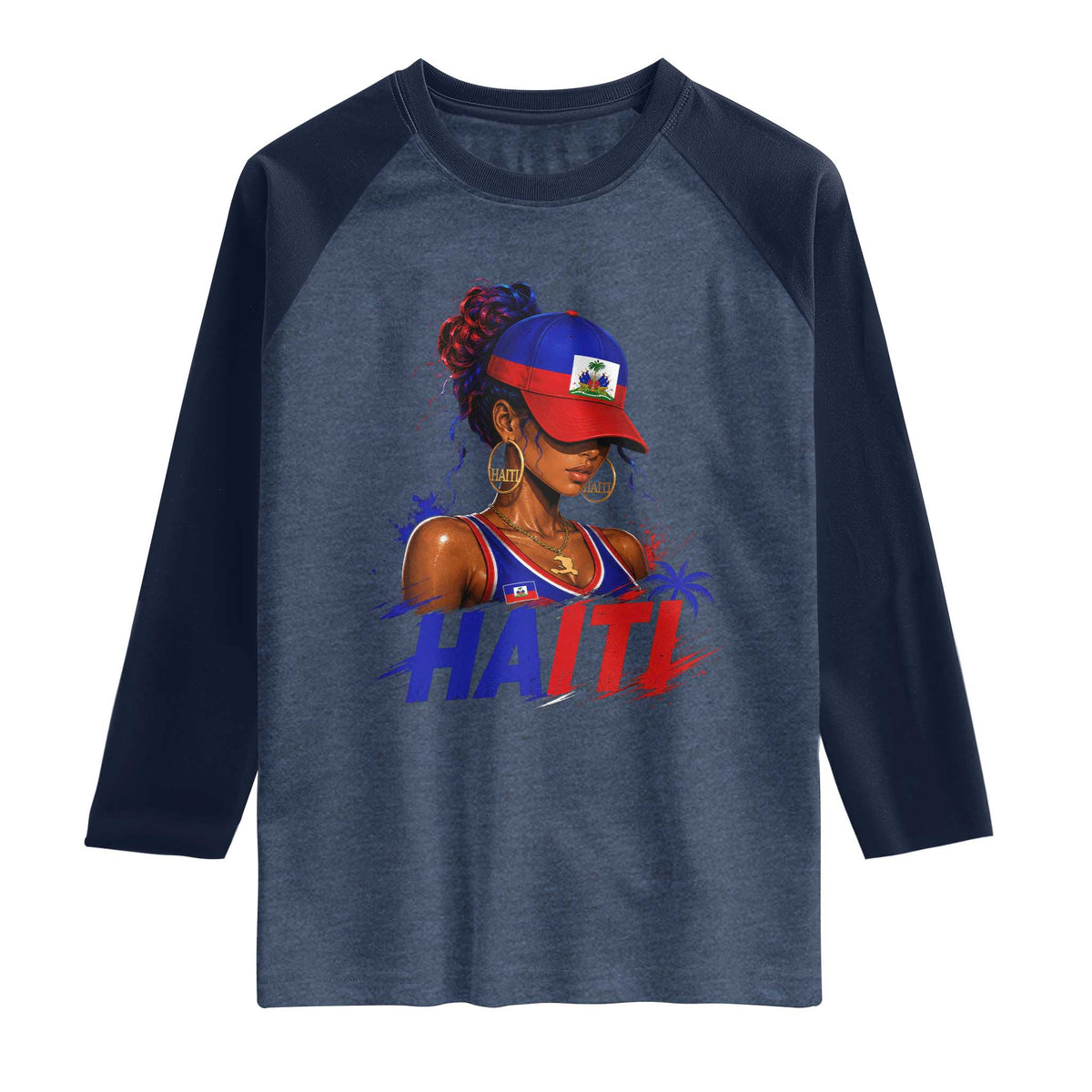 Haitian Princess Raglan Shirt Haiti Flag Haitienne Melanin Black Girls