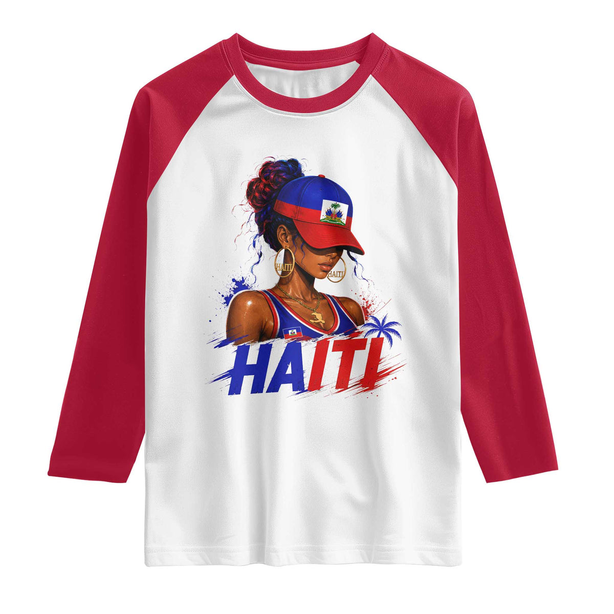 Haitian Princess Raglan Shirt Haiti Flag Haitienne Melanin Black Girls