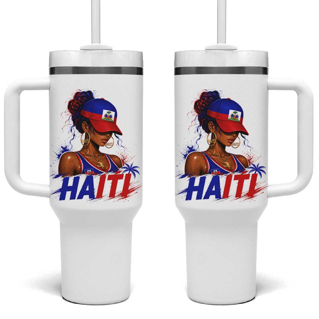 Haitian Princess Tumbler With Handle Haiti Flag Haitienne Melanin Black Girls