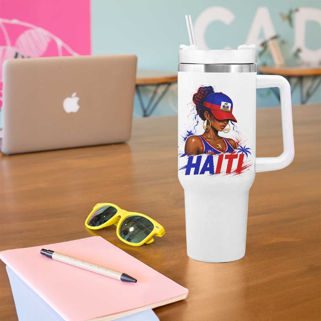 Haitian Princess Tumbler With Handle Haiti Flag Haitienne Melanin Black Girls