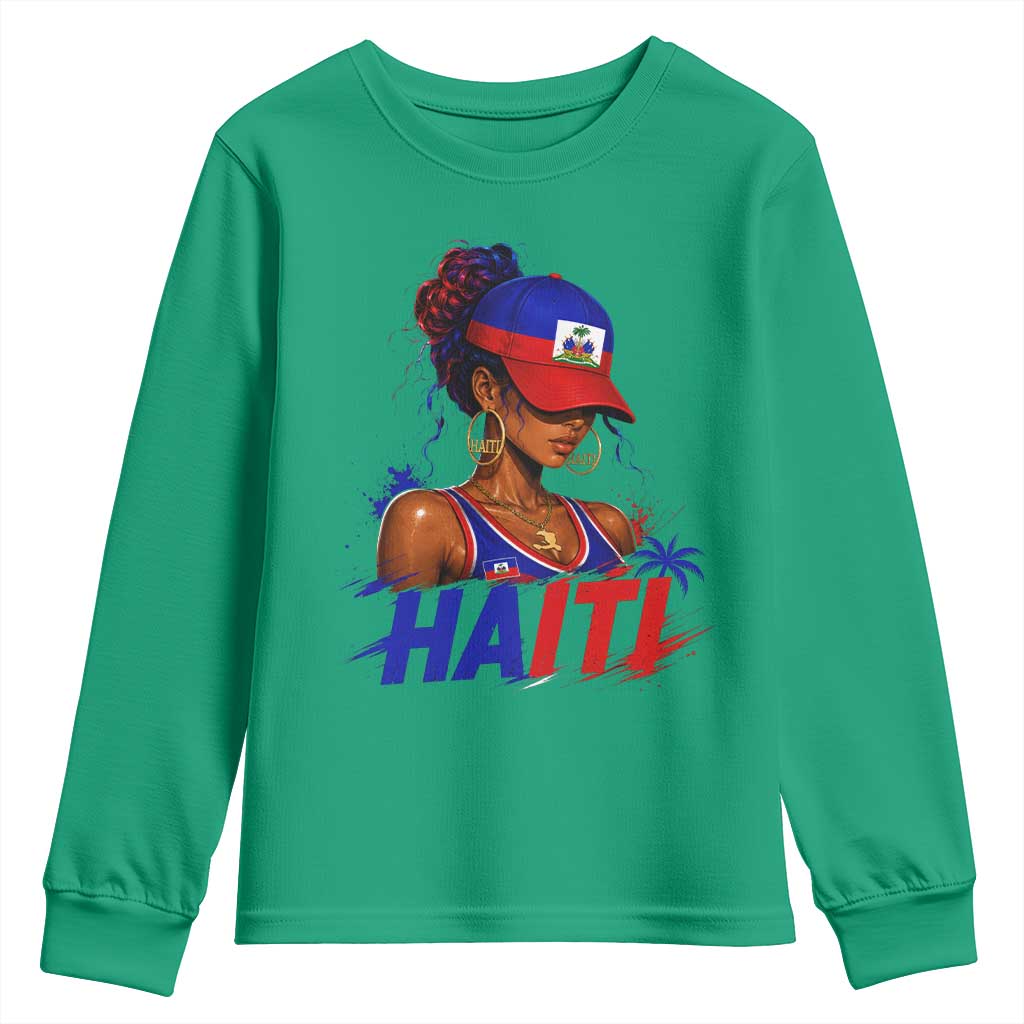 Haitian Princess Youth Sweatshirt Haiti Flag Haitienne Melanin Black Girls
