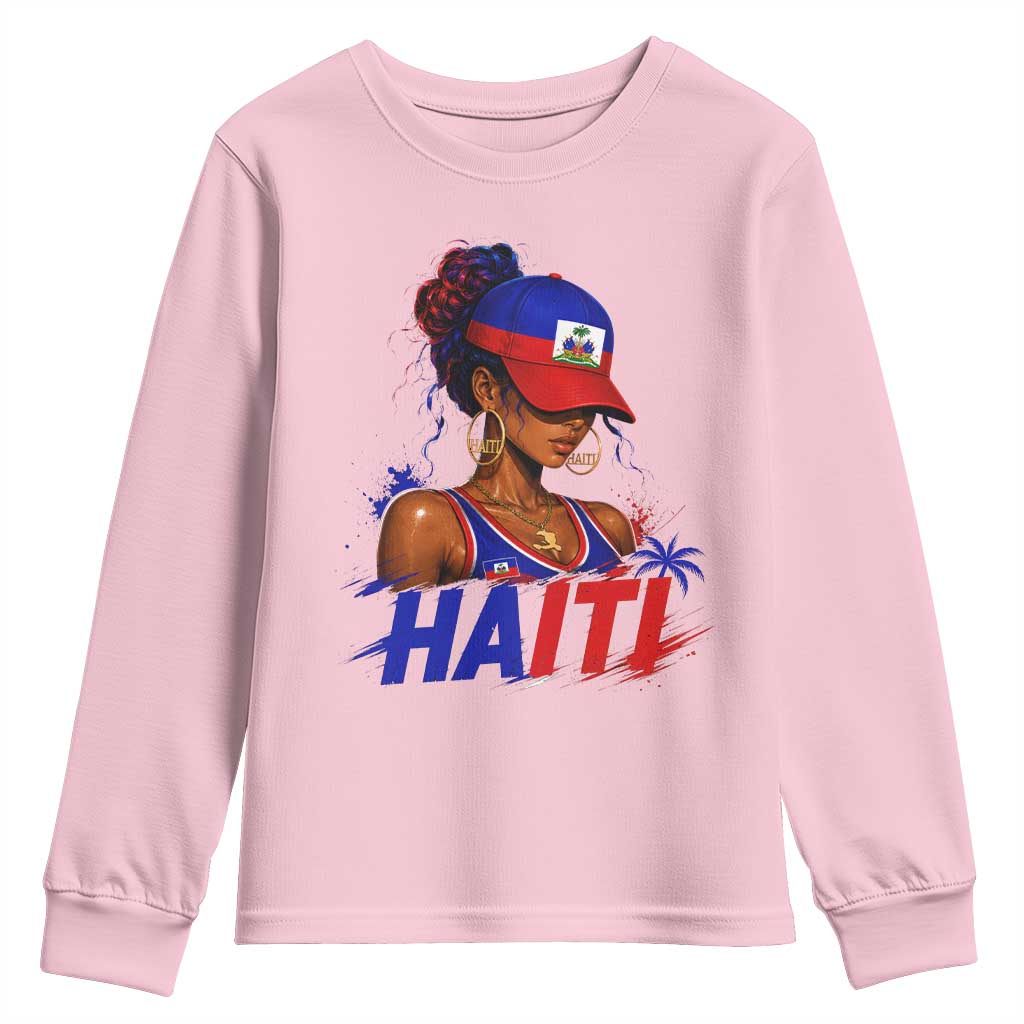 Haitian Princess Youth Sweatshirt Haiti Flag Haitienne Melanin Black Girls