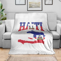 Haiti Pride Throw Blanket Retro Vintage Haitian Flag Map Pride Graphic