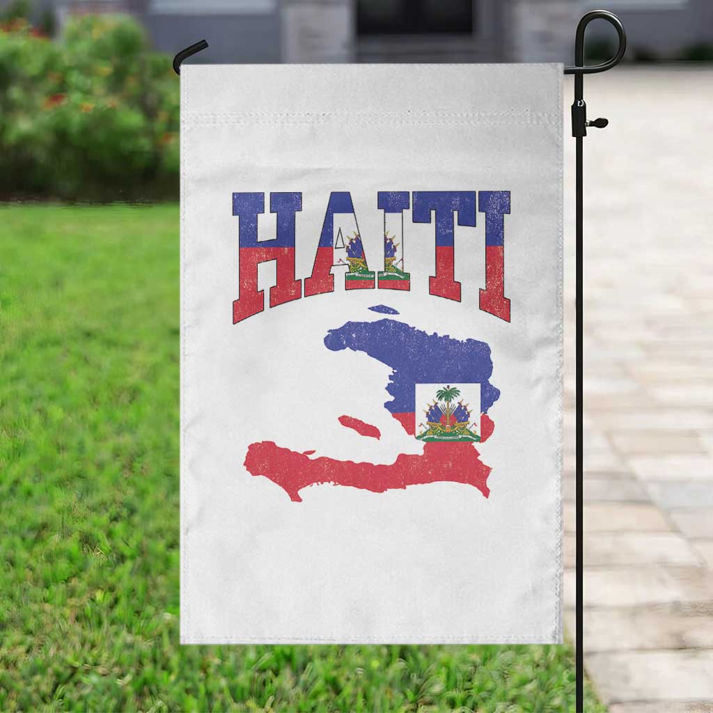 Haiti Pride Garden Flag Retro Vintage Haitian Flag Map Pride Graphic