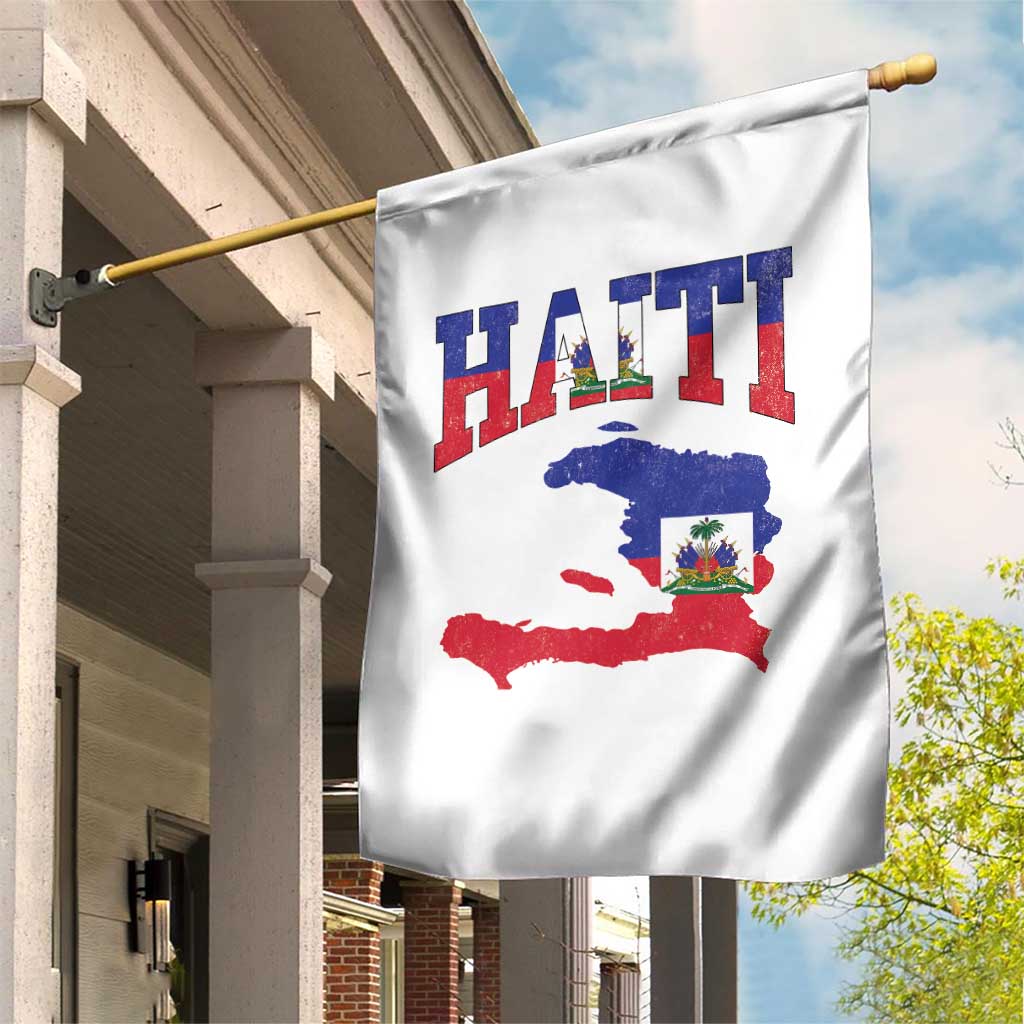 Haiti Pride Garden Flag Retro Vintage Haitian Flag Map Pride Graphic