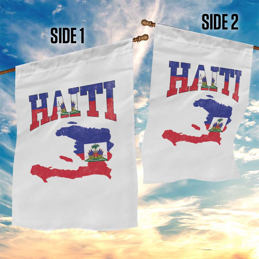 Haiti Pride Garden Flag Retro Vintage Haitian Flag Map Pride Graphic
