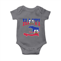 Haiti Pride Baby Onesie Retro Vintage Haitian Flag Map Pride Graphic