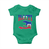Haiti Pride Baby Onesie Retro Vintage Haitian Flag Map Pride Graphic