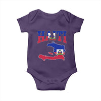 Haiti Pride Baby Onesie Retro Vintage Haitian Flag Map Pride Graphic