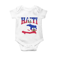 Haiti Pride Baby Onesie Retro Vintage Haitian Flag Map Pride Graphic