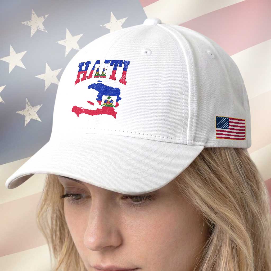 Haiti Pride Baseball Cap Retro Vintage Haitian Flag Map Pride Graphic