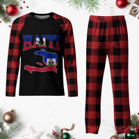 Haiti Pride Plaid Pajama Set Retro Vintage Haitian Flag Map Pride Graphic