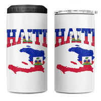 Haiti Pride 4 in 1 Can Cooler Tumbler Retro Vintage Haitian Flag Map Pride Graphic
