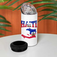 Haiti Pride 4 in 1 Can Cooler Tumbler Retro Vintage Haitian Flag Map Pride Graphic