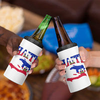 Haiti Pride 4 in 1 Can Cooler Tumbler Retro Vintage Haitian Flag Map Pride Graphic
