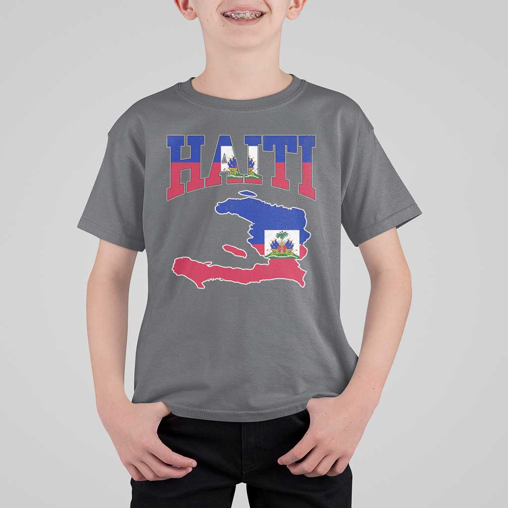 Haiti Pride T Shirt For Kid Retro Vintage Haitian Flag Map Pride Graphic