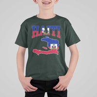 Haiti Pride T Shirt For Kid Retro Vintage Haitian Flag Map Pride Graphic