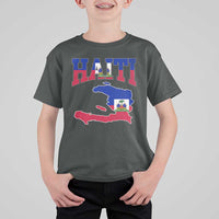 Haiti Pride T Shirt For Kid Retro Vintage Haitian Flag Map Pride Graphic