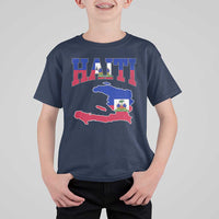 Haiti Pride T Shirt For Kid Retro Vintage Haitian Flag Map Pride Graphic