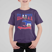 Haiti Pride T Shirt For Kid Retro Vintage Haitian Flag Map Pride Graphic