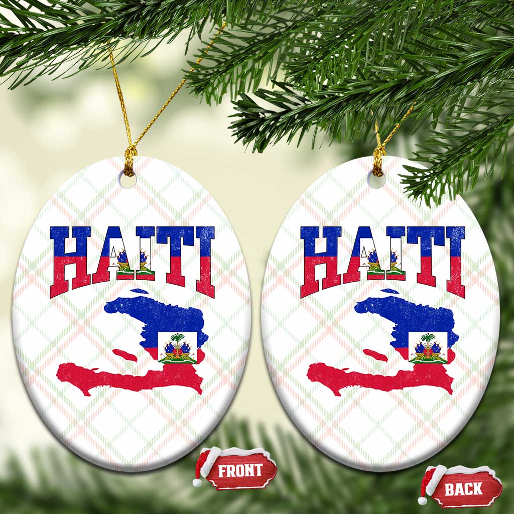 Haiti Pride Ceramic Ornament Retro Vintage Haitian Flag Map Pride Graphic